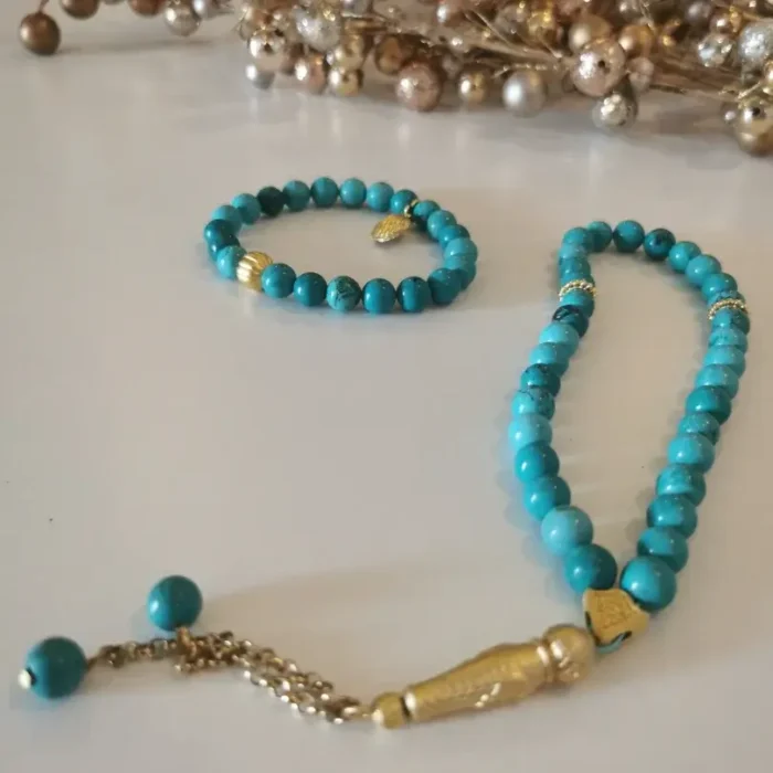 Turquoise Stones Tasbeeh and Bracelet Set
